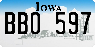 IA license plate BBO597