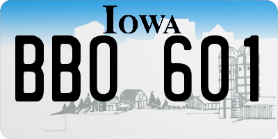 IA license plate BBO601