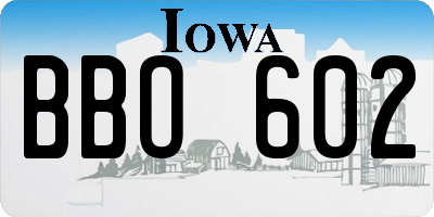 IA license plate BBO602
