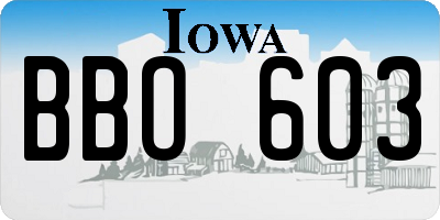 IA license plate BBO603