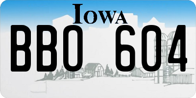 IA license plate BBO604