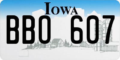 IA license plate BBO607