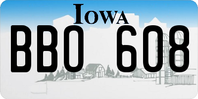 IA license plate BBO608