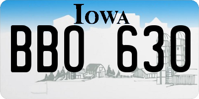IA license plate BBO630