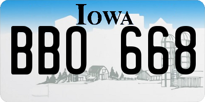 IA license plate BBO668