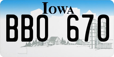 IA license plate BBO670