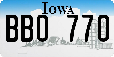 IA license plate BBO770
