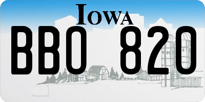 IA license plate BBO820