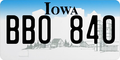 IA license plate BBO840
