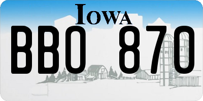 IA license plate BBO870