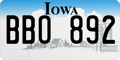 IA license plate BBO892