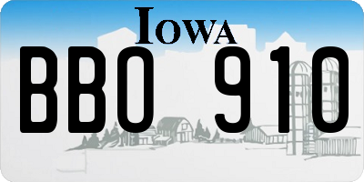 IA license plate BBO910