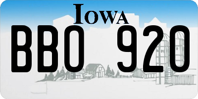 IA license plate BBO920