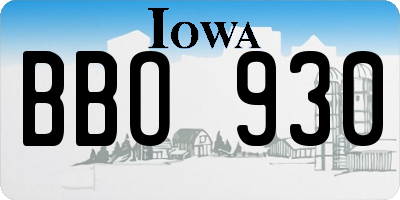 IA license plate BBO930