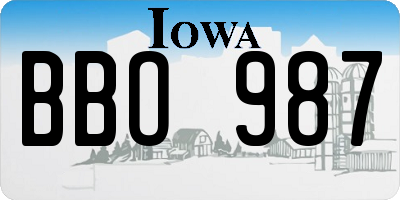 IA license plate BBO987