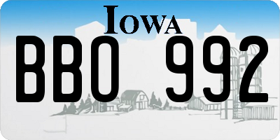 IA license plate BBO992