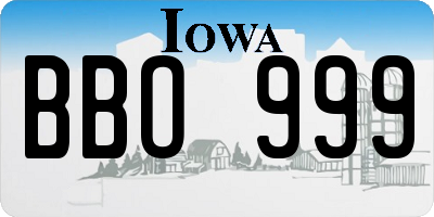 IA license plate BBO999