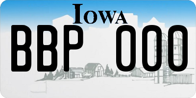 IA license plate BBP000