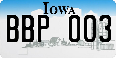 IA license plate BBP003