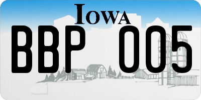 IA license plate BBP005