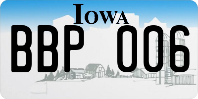 IA license plate BBP006
