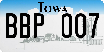 IA license plate BBP007