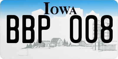IA license plate BBP008