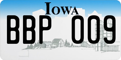 IA license plate BBP009