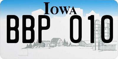 IA license plate BBP010