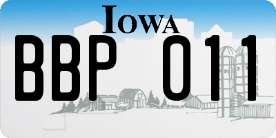 IA license plate BBP011