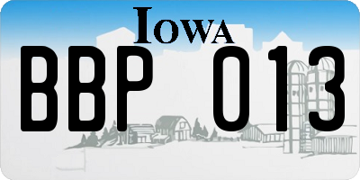 IA license plate BBP013