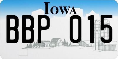 IA license plate BBP015