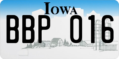 IA license plate BBP016