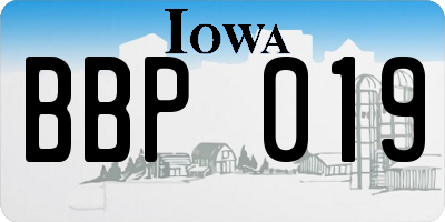 IA license plate BBP019