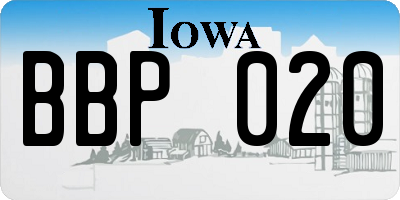 IA license plate BBP020