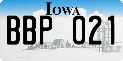 IA license plate BBP021