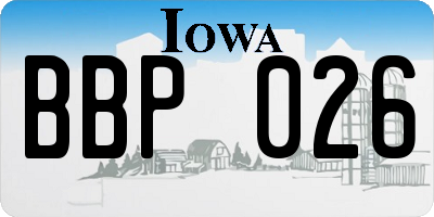 IA license plate BBP026