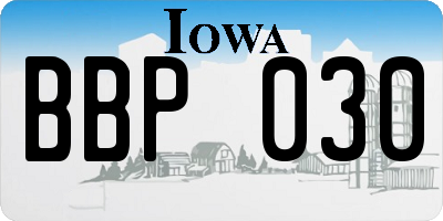 IA license plate BBP030