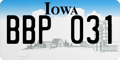 IA license plate BBP031