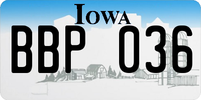 IA license plate BBP036