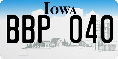 IA license plate BBP040