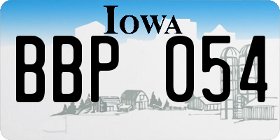 IA license plate BBP054