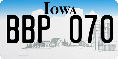 IA license plate BBP070