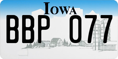 IA license plate BBP077