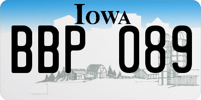 IA license plate BBP089