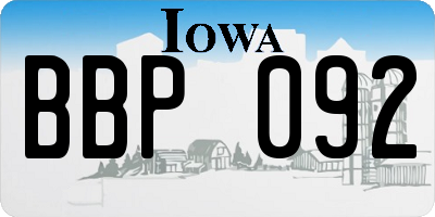 IA license plate BBP092