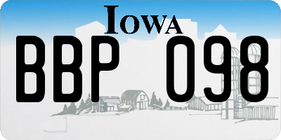 IA license plate BBP098