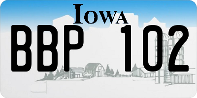 IA license plate BBP102