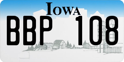 IA license plate BBP108