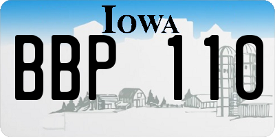 IA license plate BBP110